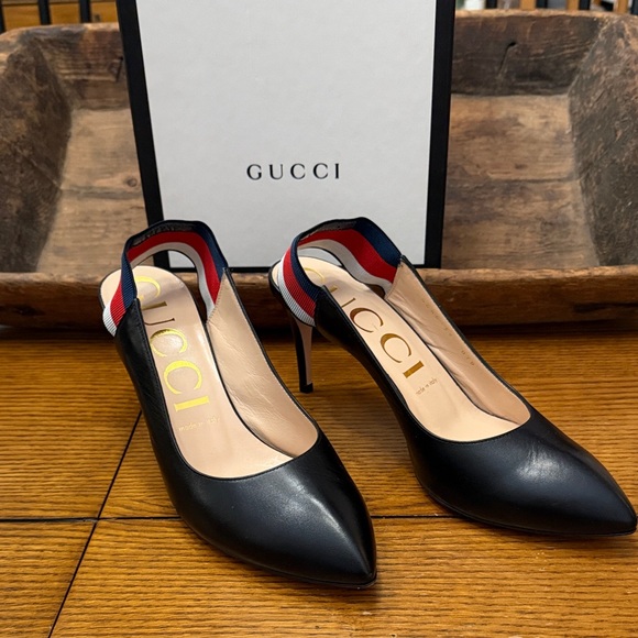 Gucci Shoes - Gucci Black Sylvie Slingback Heels